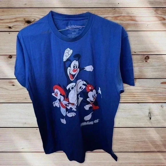 ANIMANIACS LARGE BLUE TEE 90'S CARTOON - Picture 1 of 3